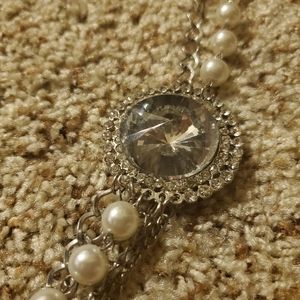 Silver pearl statement necklace